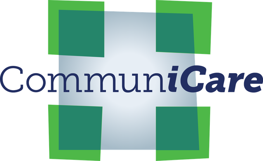 Communicare Elite logo u2014 CommuniCare wordmark with the four-square green cross device